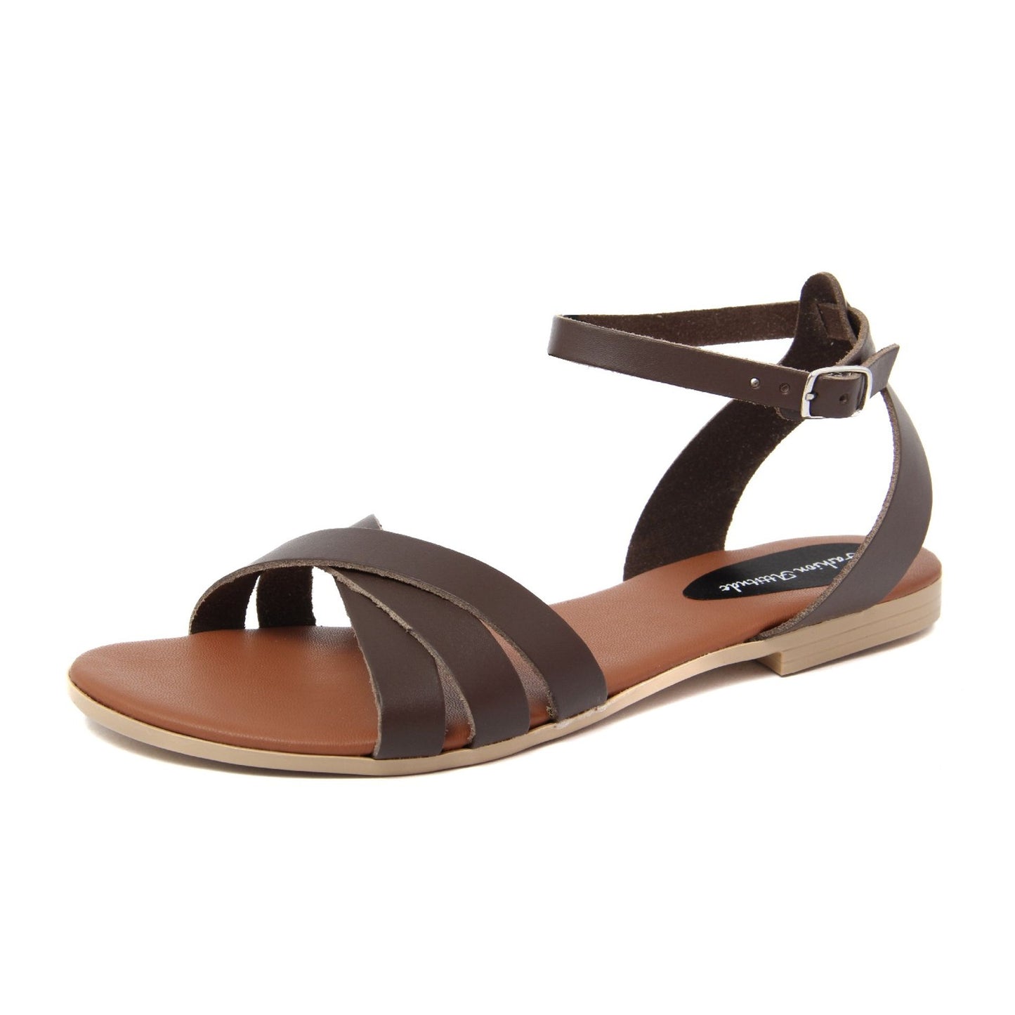 Fashion Attitude - Sandales Femme (Brun Foncé avec Lanières Croisées)