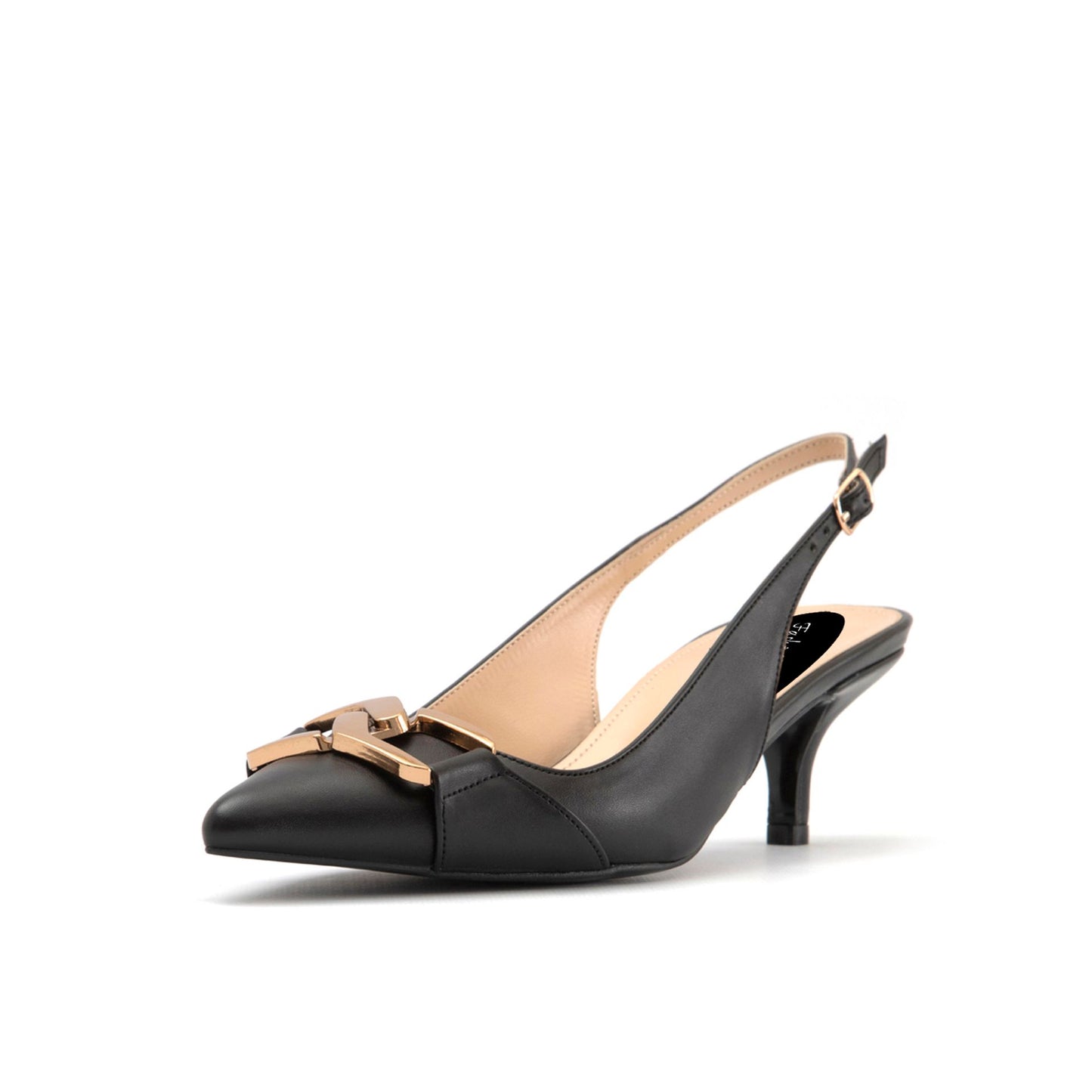 Fashion Attitude - Escarpins Slingback Noir avec Détail Doré