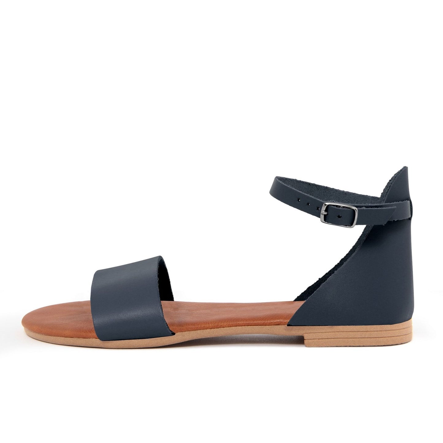 Fashion Attitude - Sandales Femme en Cuir Bleu Navy avec Bride à la Cheville
