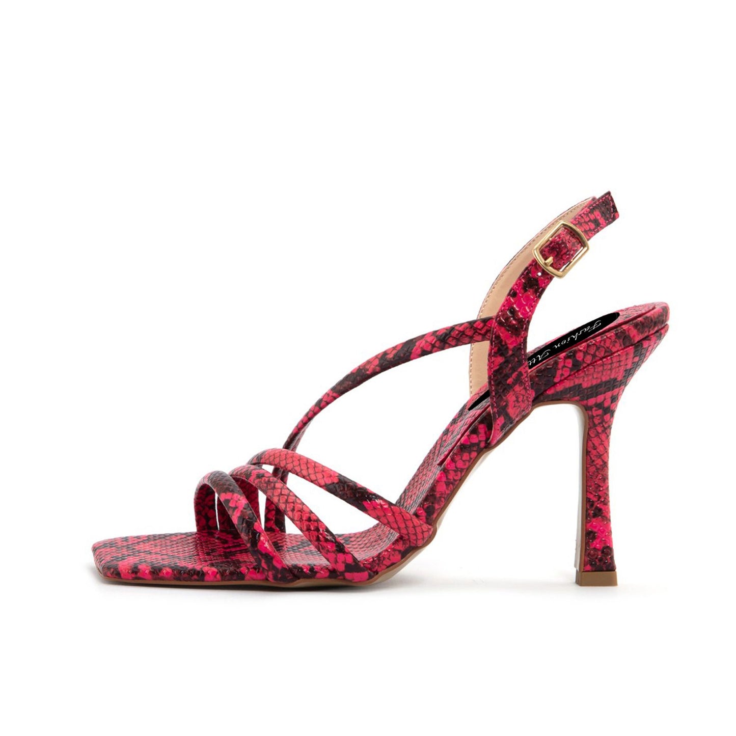 Fashion Attitude - Sandales Femme à Talon Effet Python Rose