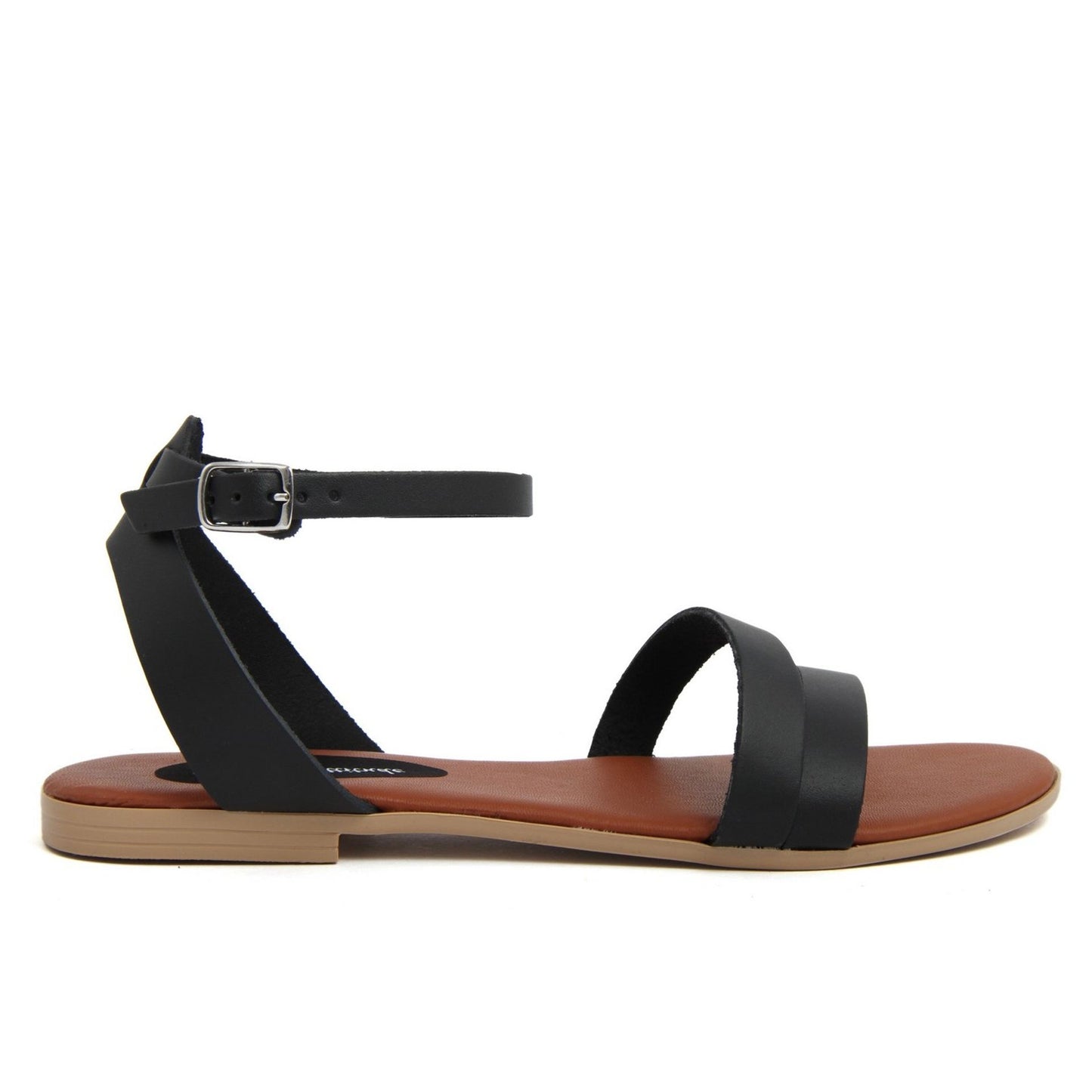 Fashion Attitude - Sandales Femme en Cuir Noir avec Bride à la Cheville