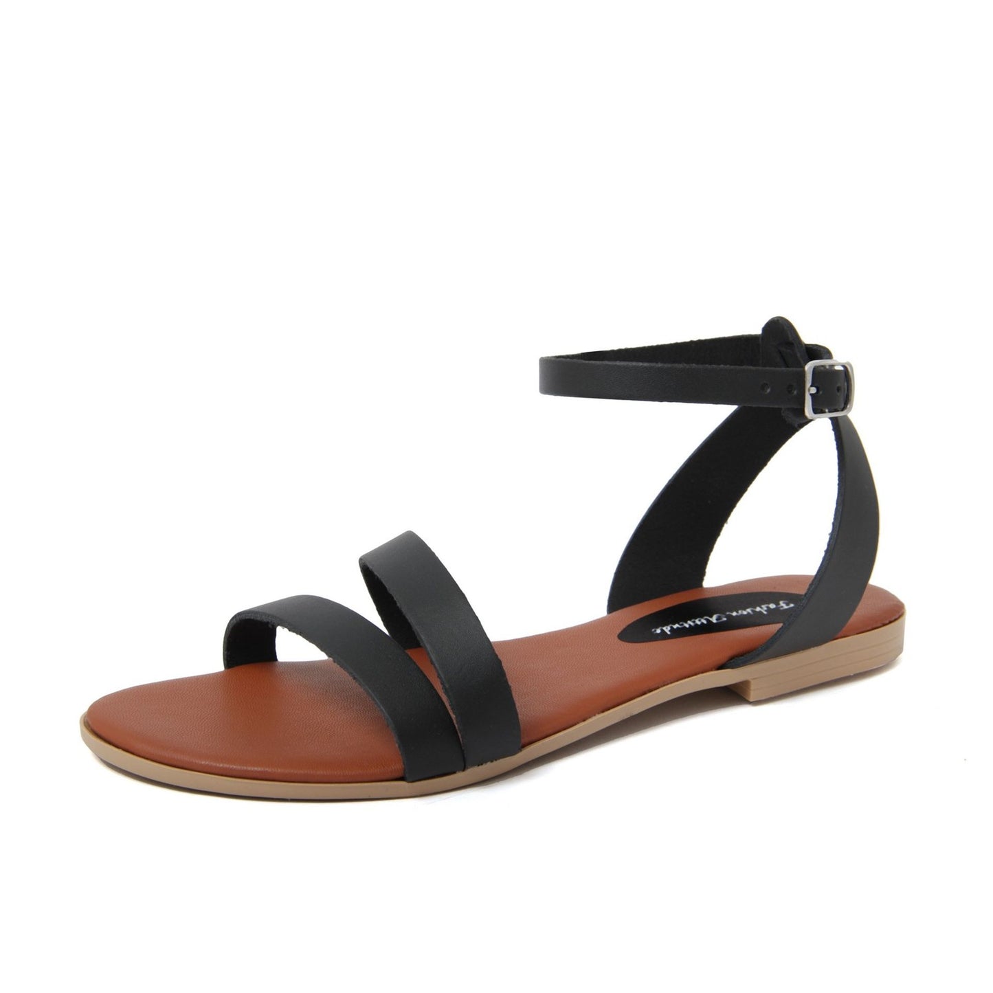 Fashion Attitude - Sandales Femme en Cuir Noir avec Bride à la Cheville