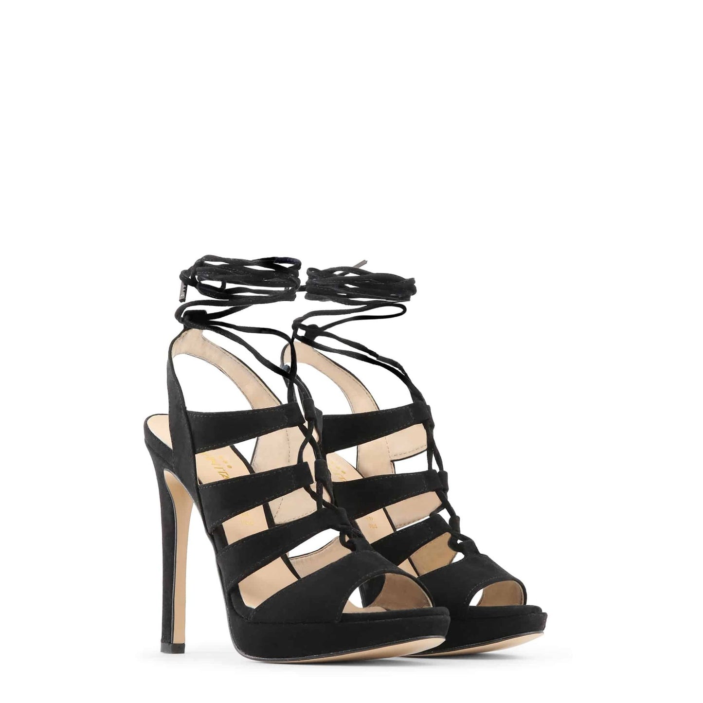 Made in Italia - Sandales Femme en Daim Synthétique Noir à Talon Haut 12,5 cm