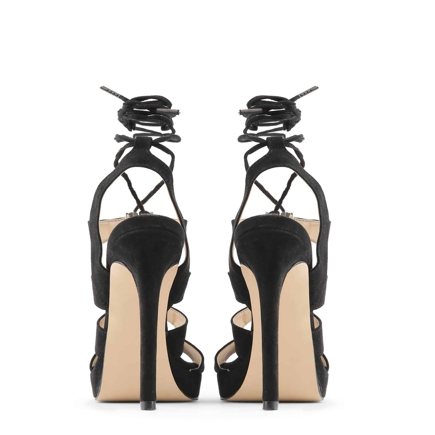 Made in Italia - Sandales Femme en Daim Synthétique Noir à Talon Haut 12,5 cm