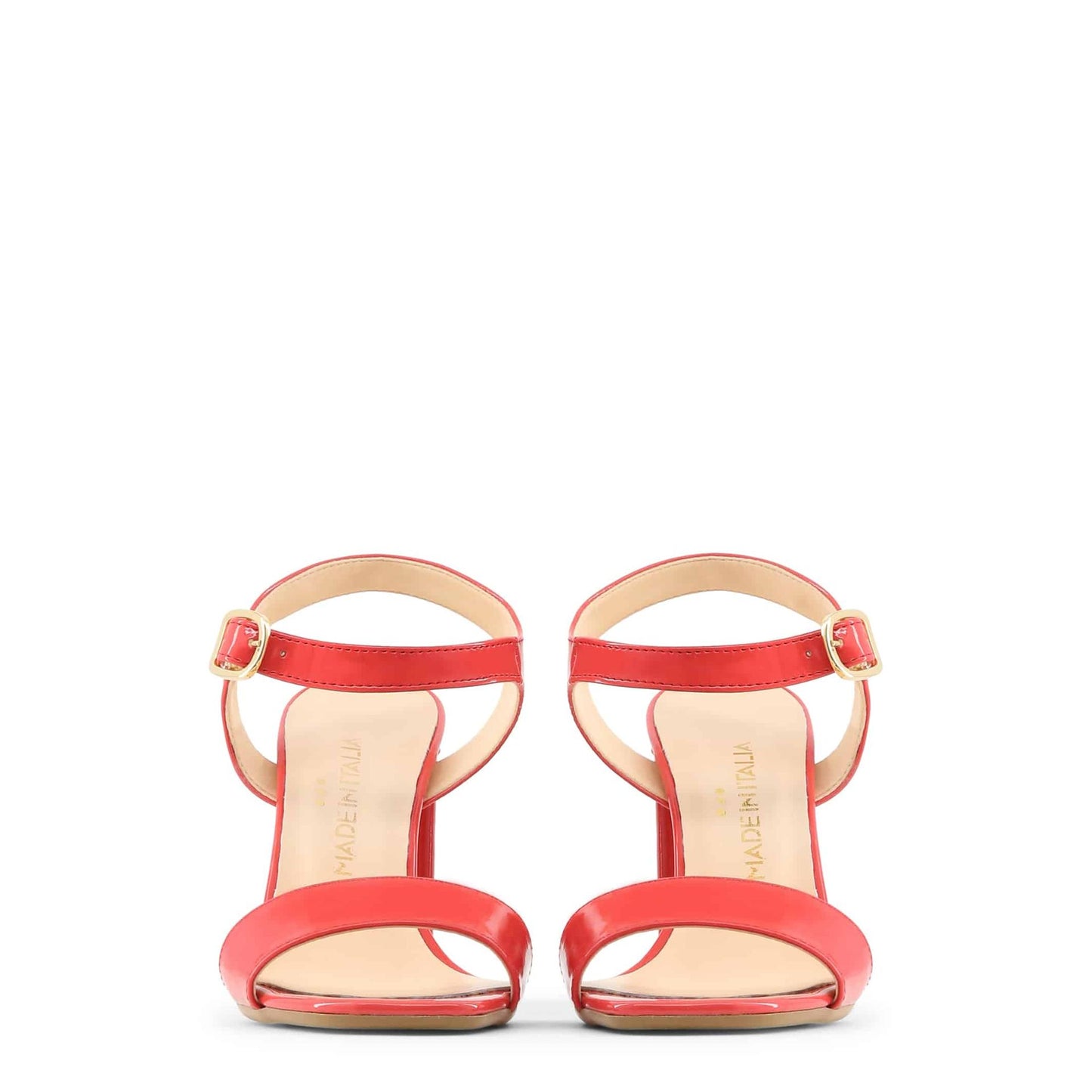 Made in Italia - Sandales Femme Vernies Rouges à Talon Haut 10 cm avec Bride à la Cheville