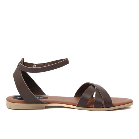 Fashion Attitude - Sandales Femme (Brun Foncé avec Lanières Croisées)