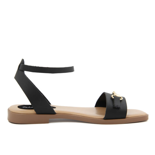 Fashion Attitude - Sandales Femme (Noir avec Détail Doré)
