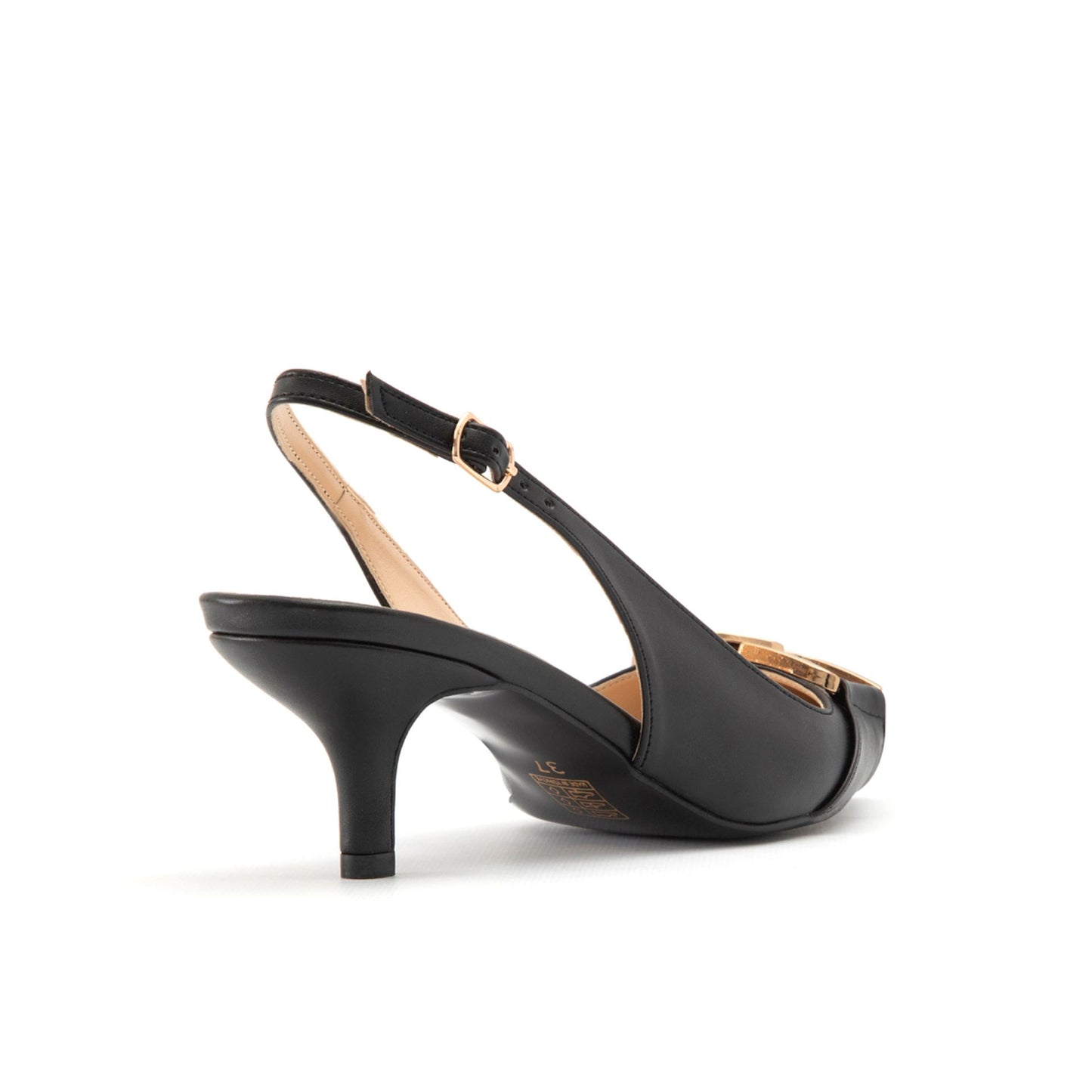 Fashion Attitude - Escarpins Slingback Noir avec Détail Doré