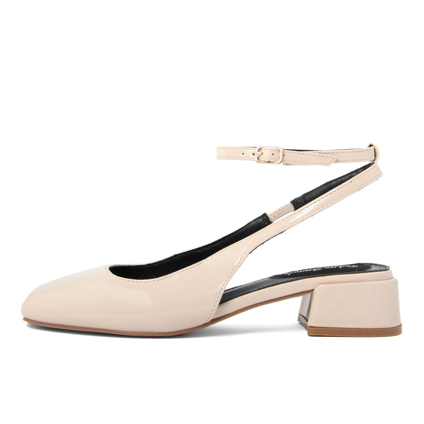 Fashion Attitude - Sandales Femme Vernies Beige à Talon Bloc 4 cm
