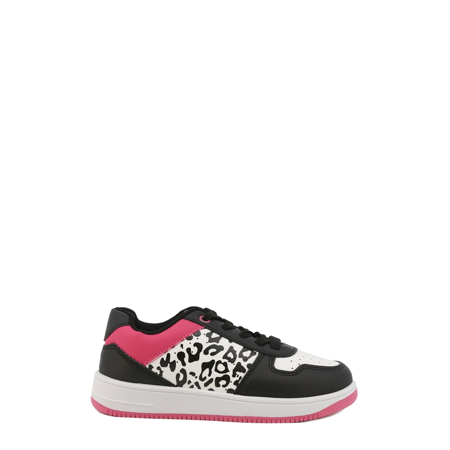 Shone Sneakers Noires et Roses avec Détail Léopard