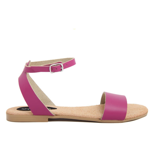 Fashion Attitude - Sandales Femme en Cuir Rose avec Bride à la Cheville