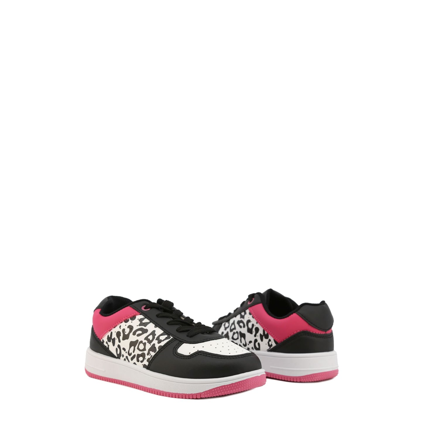 Shone Sneakers Noires et Roses avec Détail Léopard