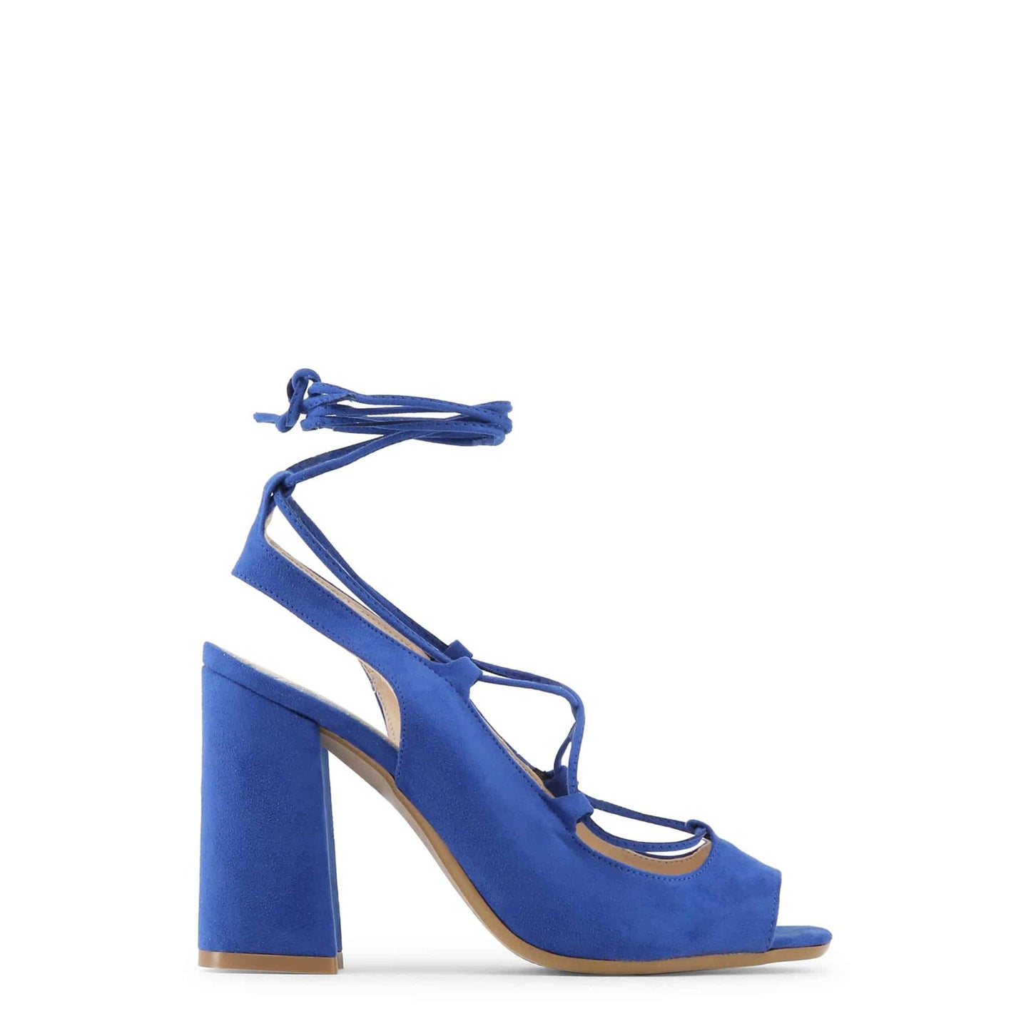 Made in Italia - Sandales Femme Bleues à Talon Haut 10 cm avec Lacet à la Cheville