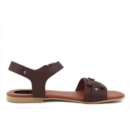 Fashion Attitude - Sandales Femme (Marron Foncé avec Détail Décoratif)