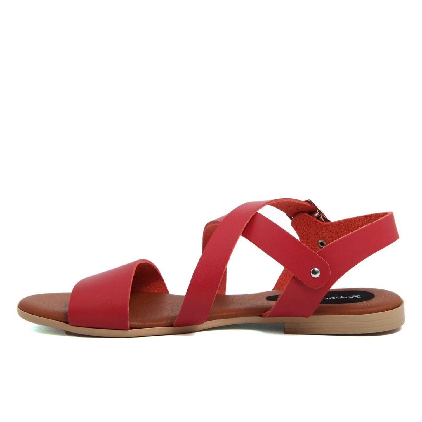 Fashion Attitude - Sandales Femme en Cuir Rouge avec Bride à la Cheville