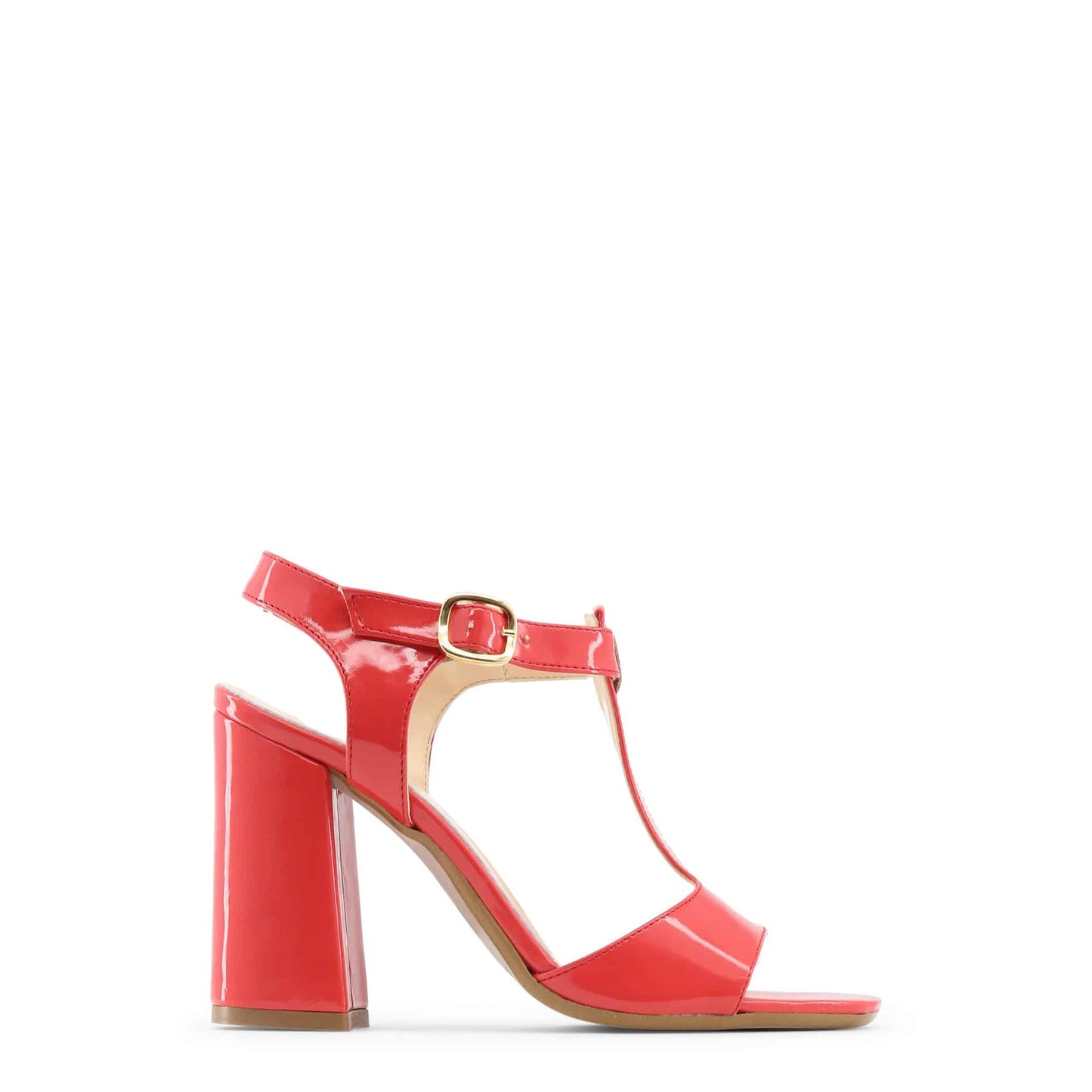 Made in Italia - Sandales Femme Vernies Rouges à Talon Haut 10 cm avec Bride à la Cheville