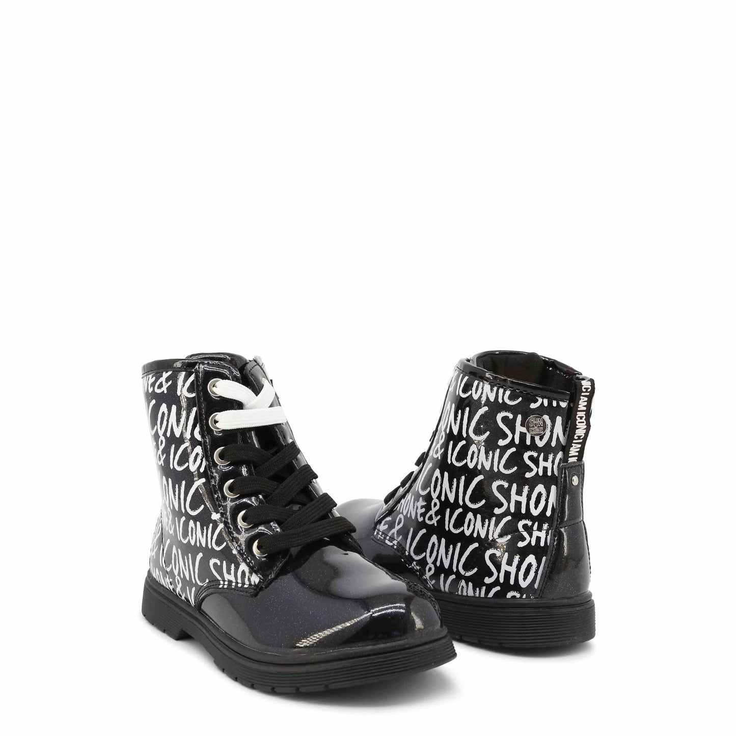 Shone Bottines Noires à Détails Graphiques