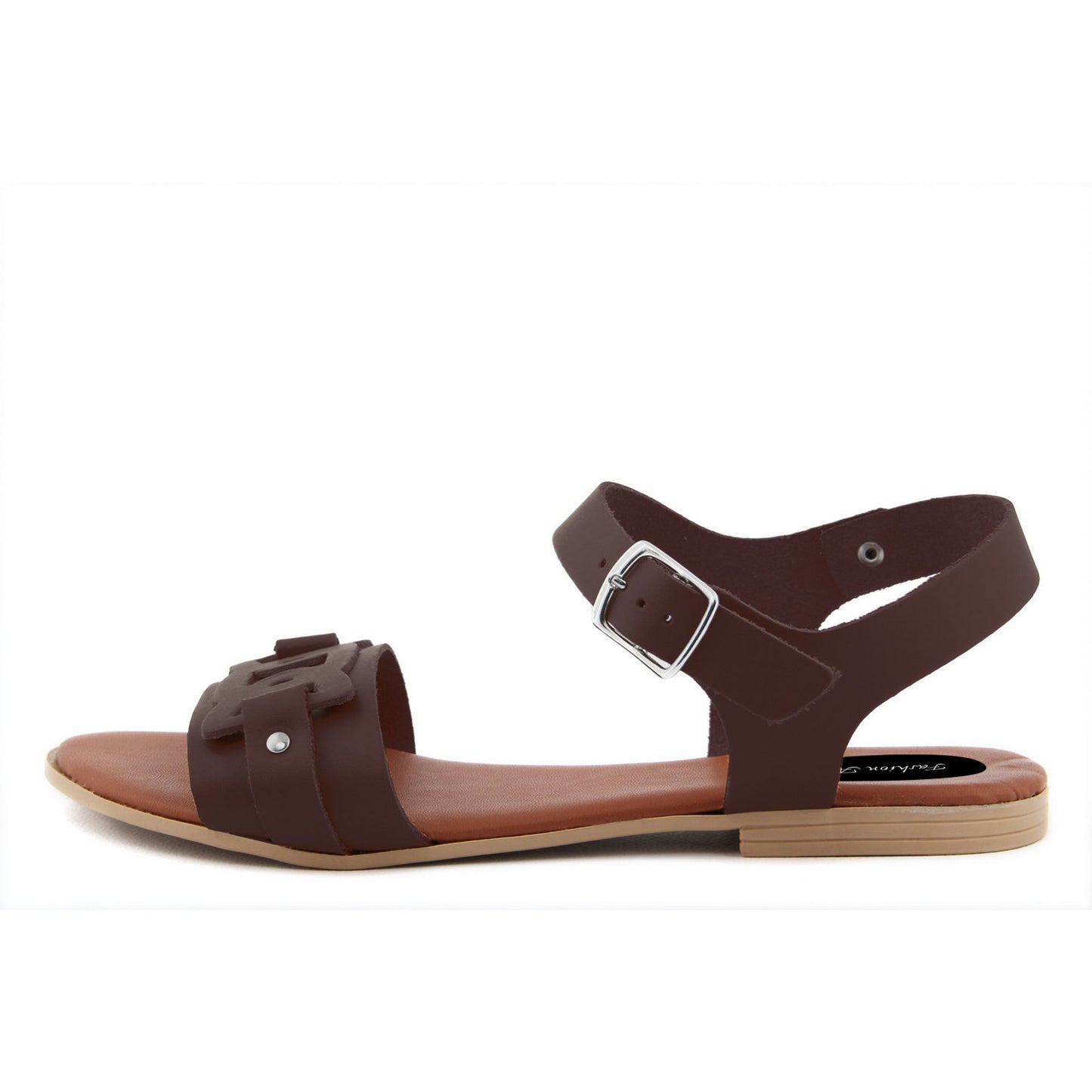 Fashion Attitude - Sandales Femme (Marron Foncé avec Détail Décoratif)