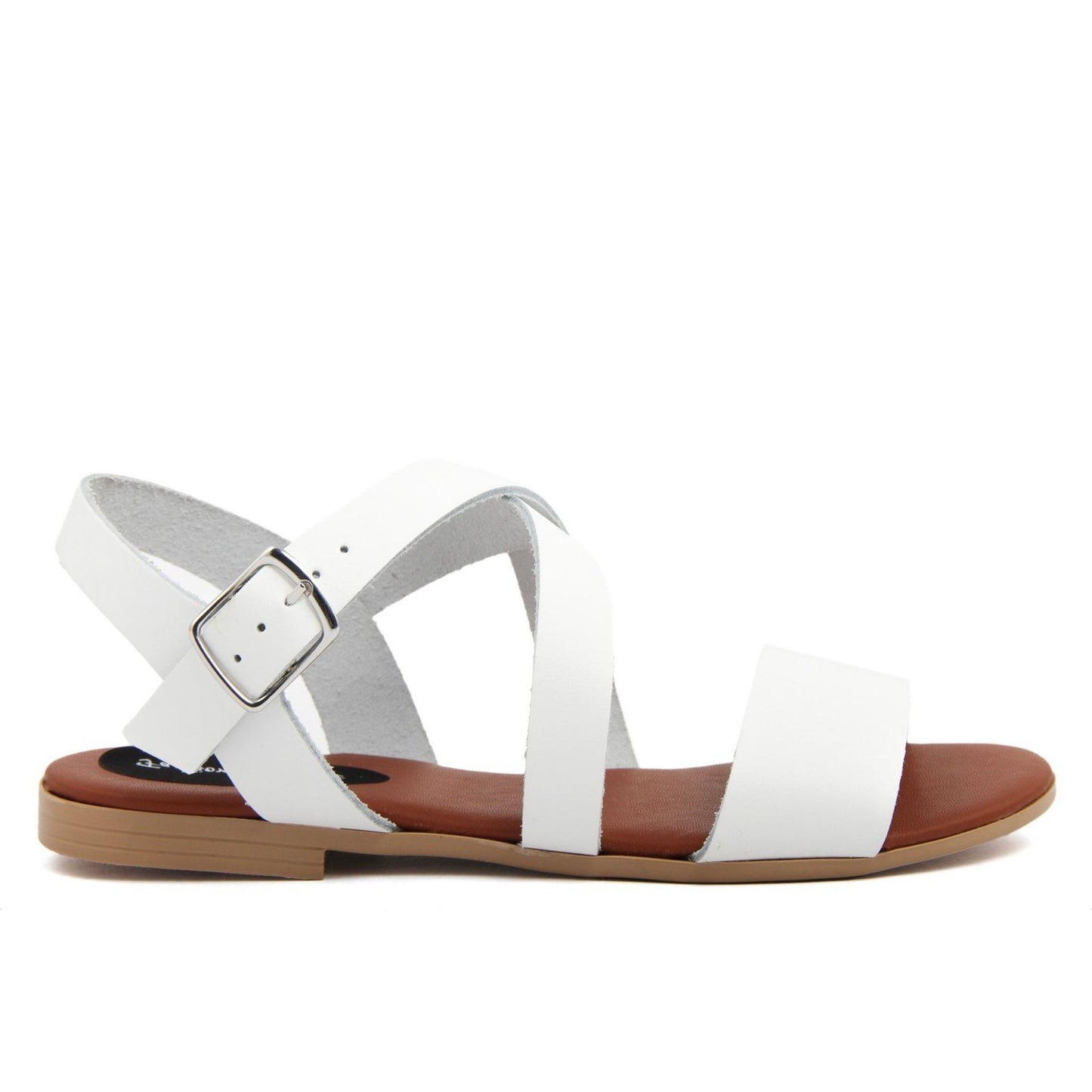 Fashion Attitude - Sandales Femme en Cuir Blanc avec Bride à la Cheville