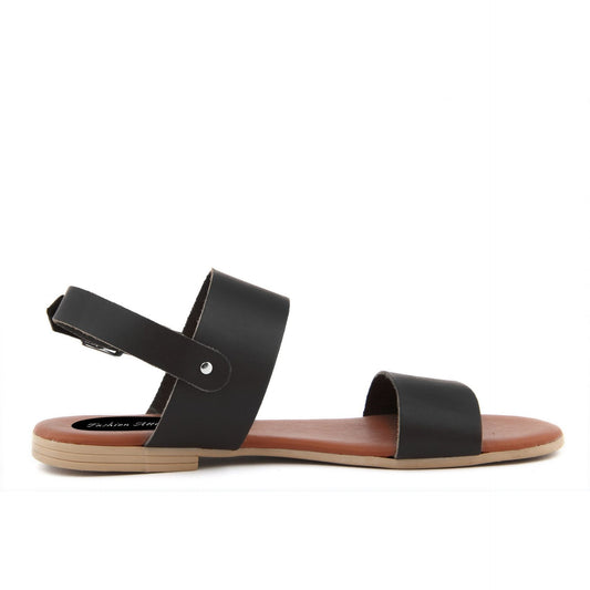 Fashion Attitude - Sandales Femme (Noir Minimaliste)