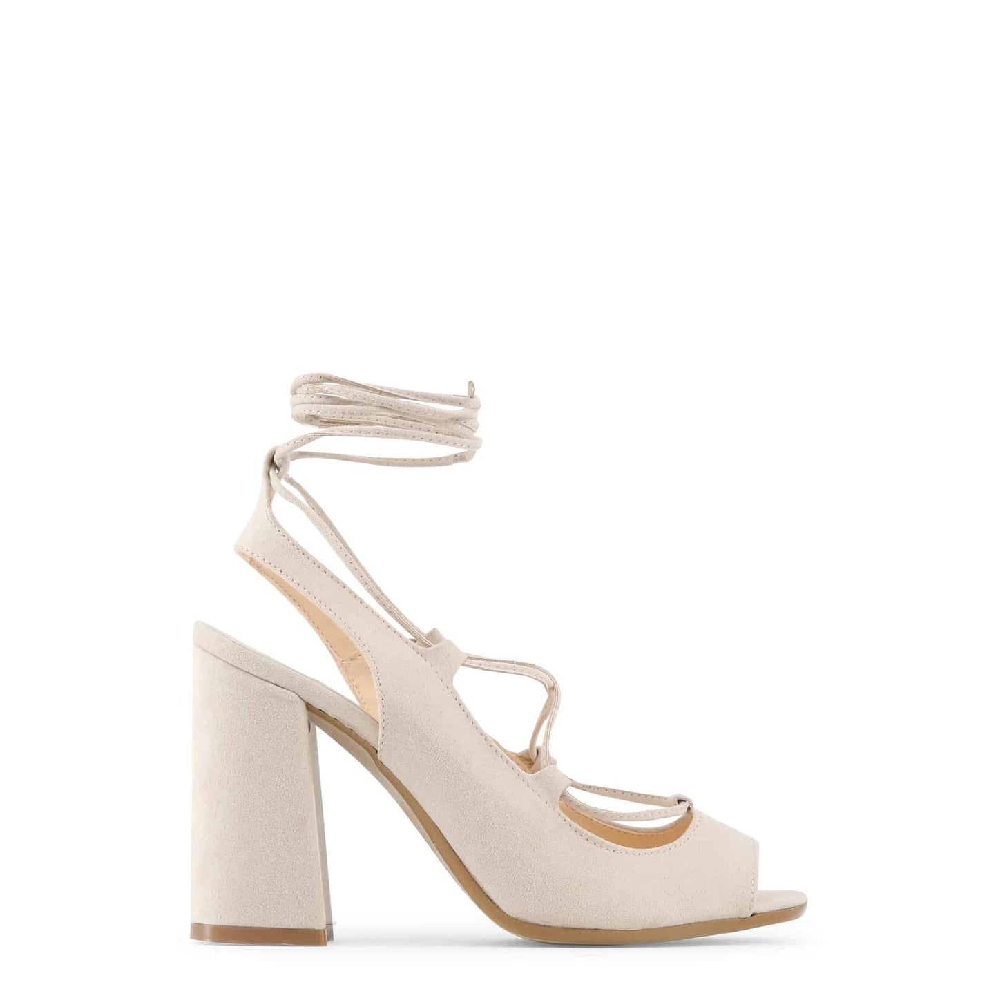 Made in Italia - Sandales Femme Beiges à Talon Haut 10 cm avec Lacet à la Cheville