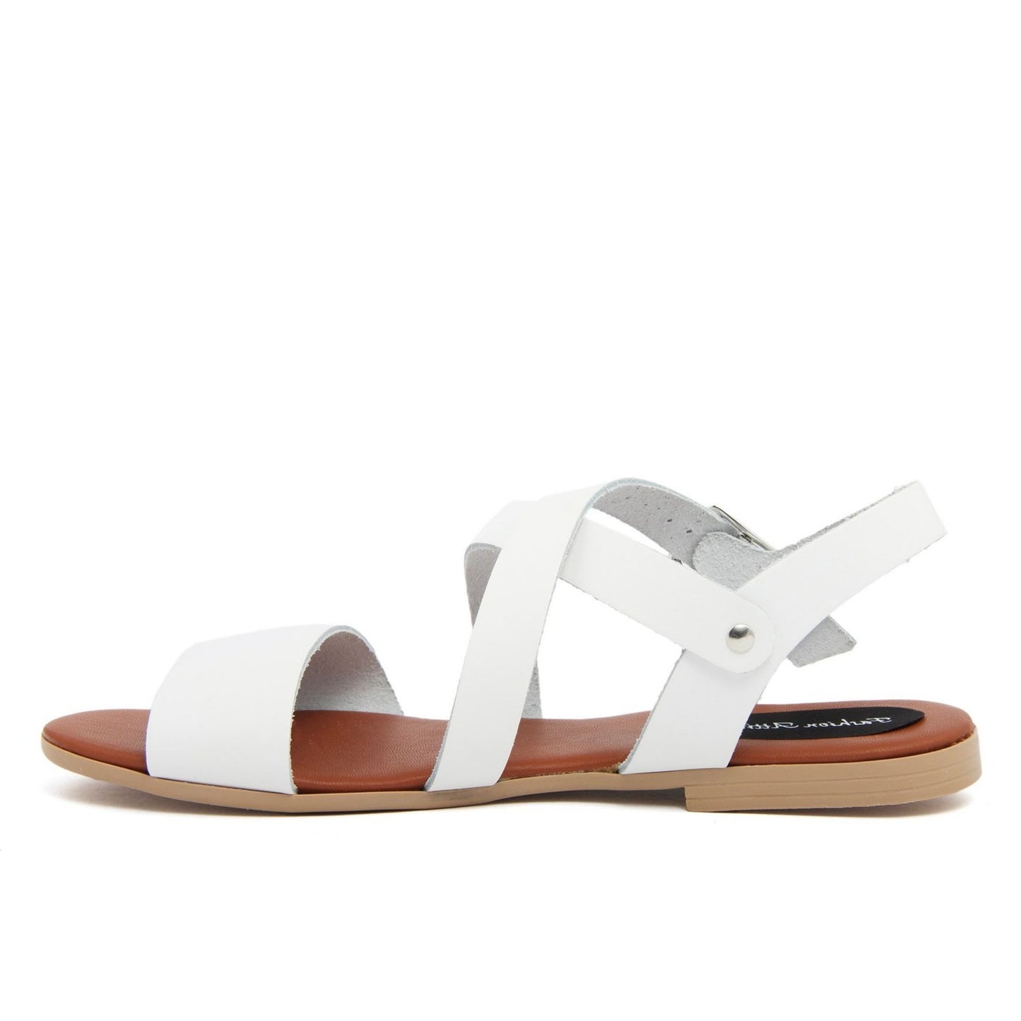 Fashion Attitude - Sandales Femme en Cuir Blanc avec Bride à la Cheville