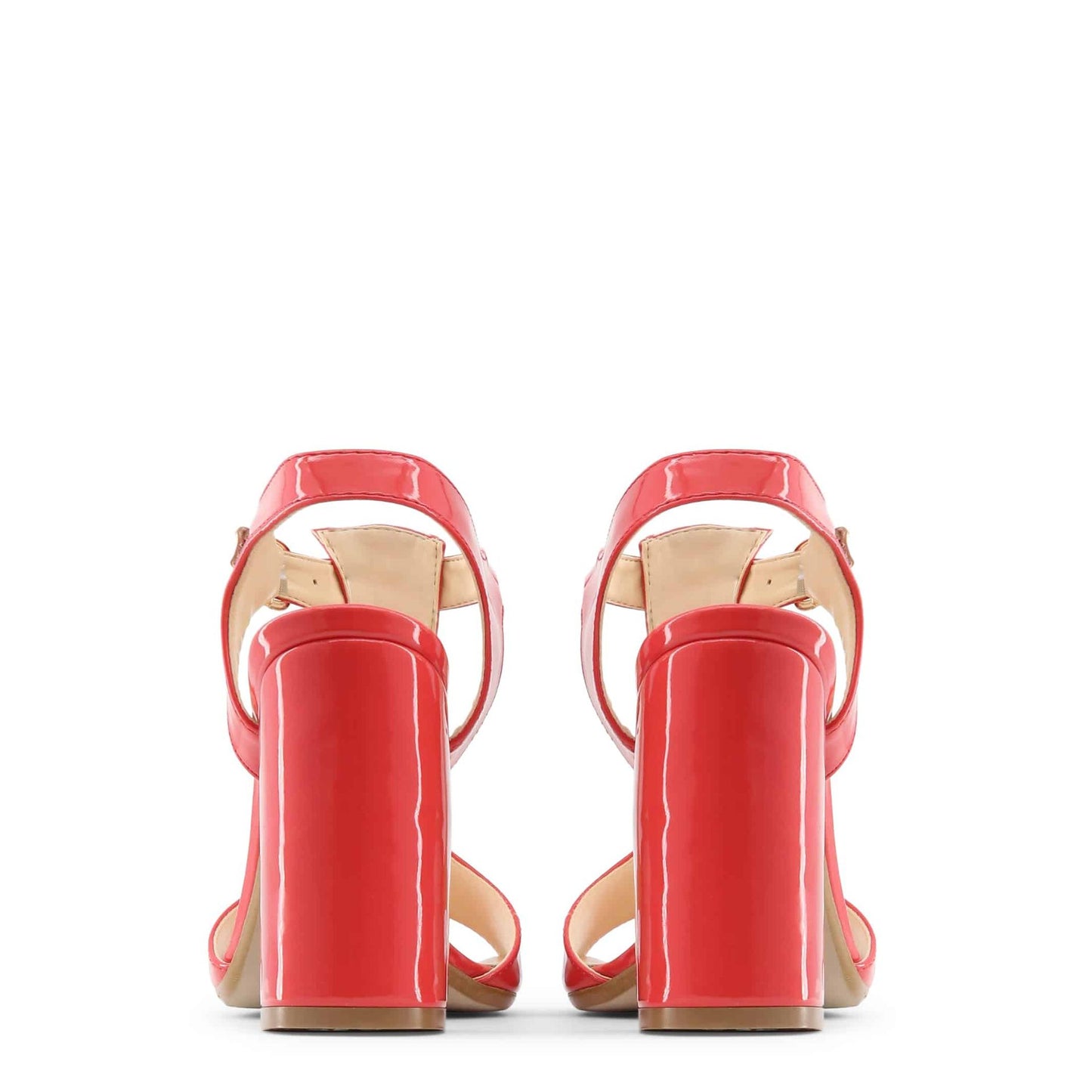 Made in Italia - Sandales Femme Vernies Rouges à Talon Haut 10 cm avec Bride à la Cheville