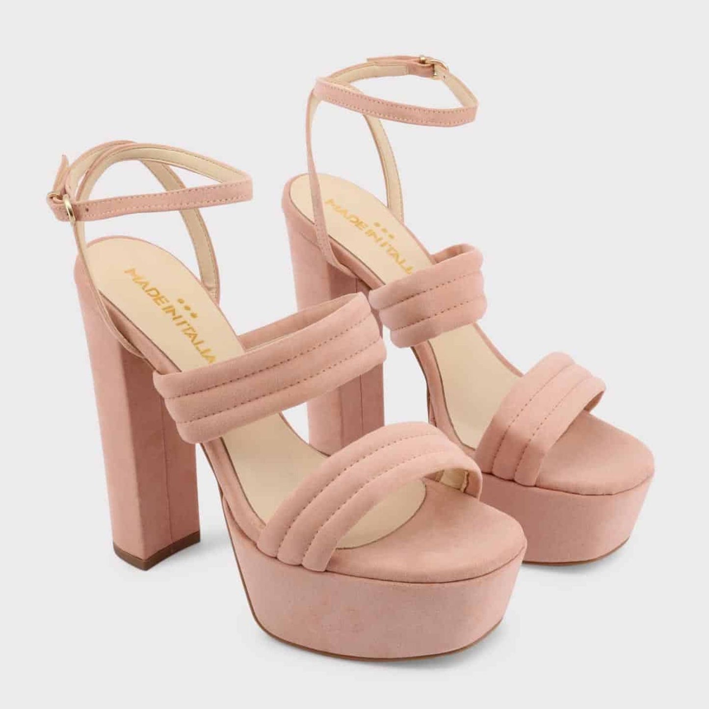 Made in Italia - Sandales Femme en Éco-Suède à Talon Haut 15 cm avec Plateau