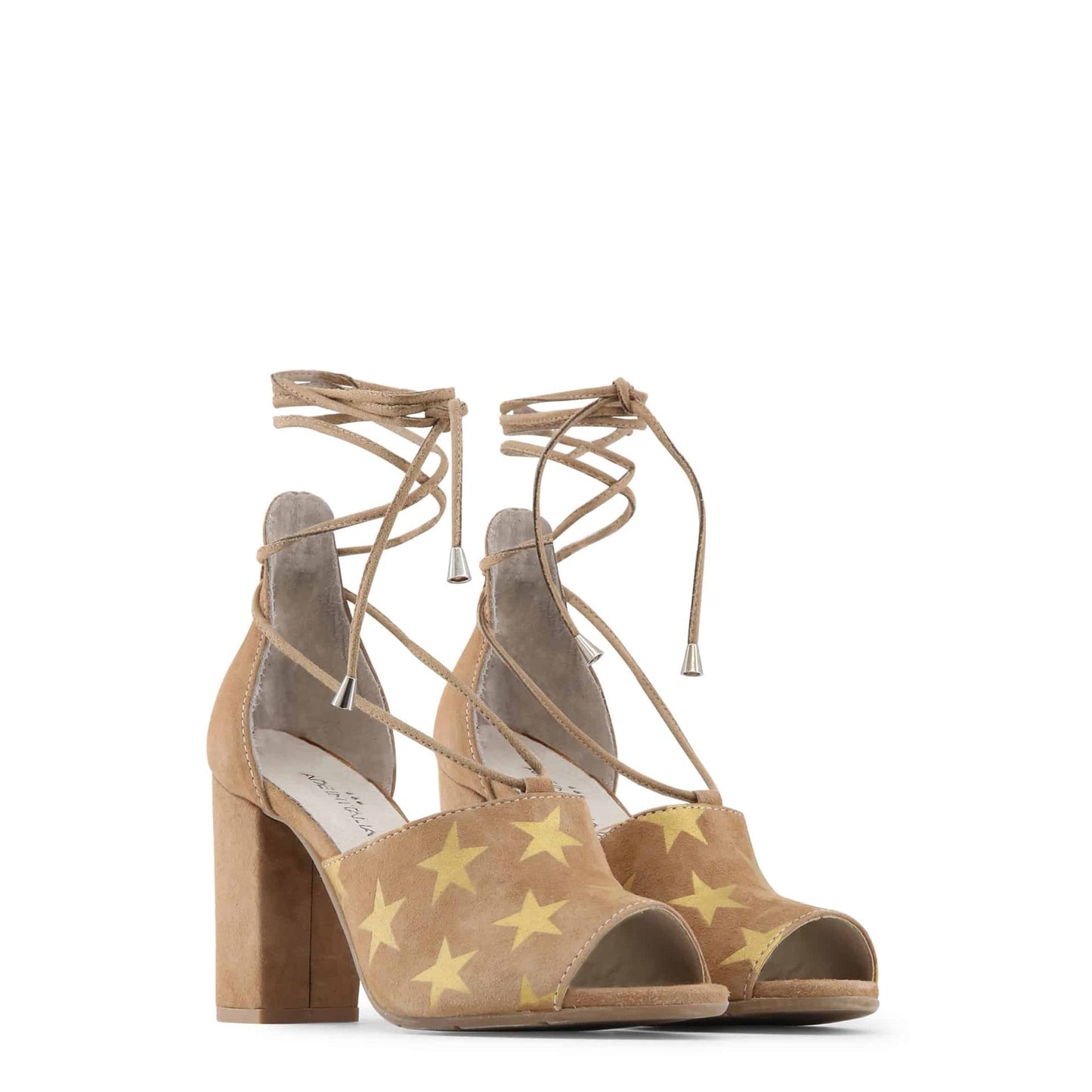 Made in Italia - Sandales Femme en Cuir à Talon 9 cm avec Fantaisie Étoiles
