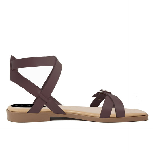 Fashion Attitude - Sandales Femme (Brun Foncé)