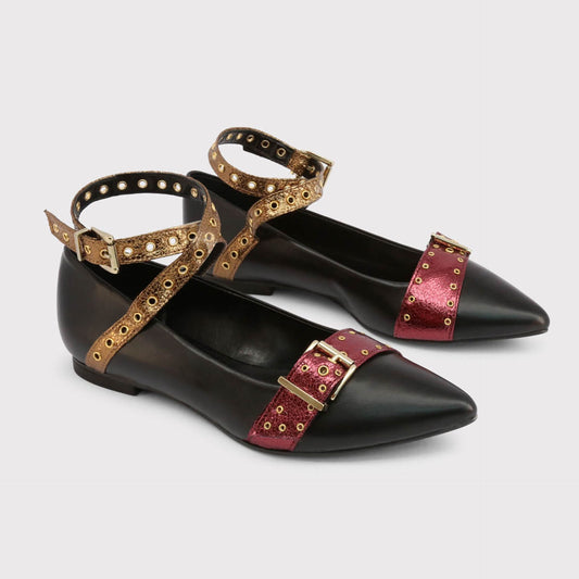 Ballerines Made in Italia en Cuir Synthétique Noir Multicolore