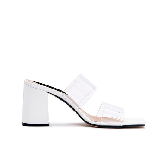 Fashion Attitude - Sandales Femme à Talon Transparent Blanc