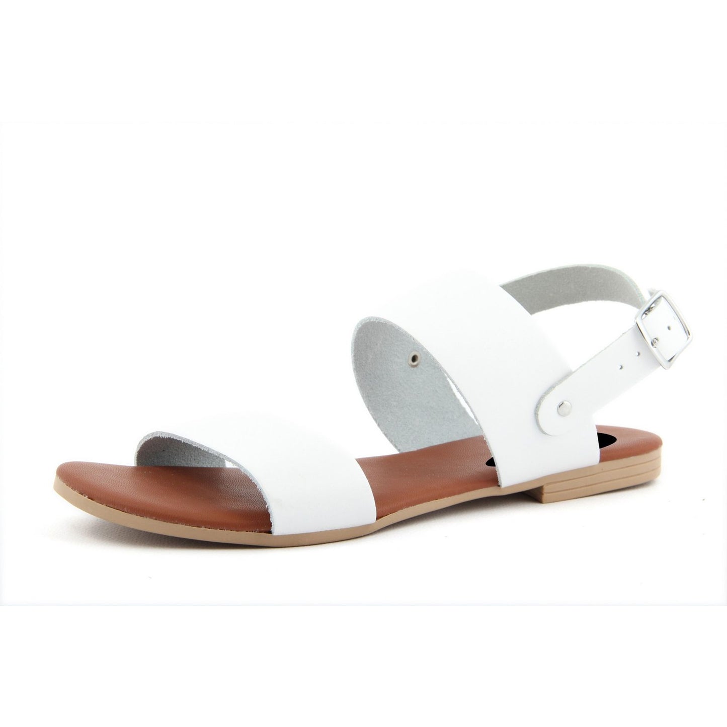 Fashion Attitude - Sandales Femme en Cuir Blanc avec Bride à la Cheville